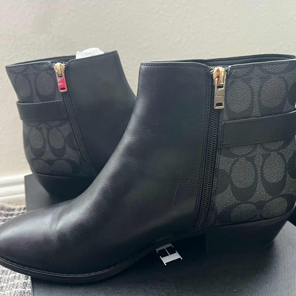Coach Black Cowboy style ankle boots
